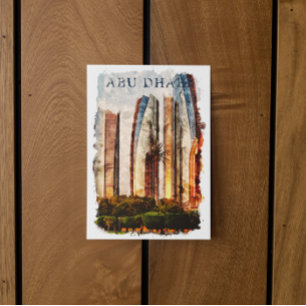 Abu Dhabi UAE Watercolor Skyline Postkarte