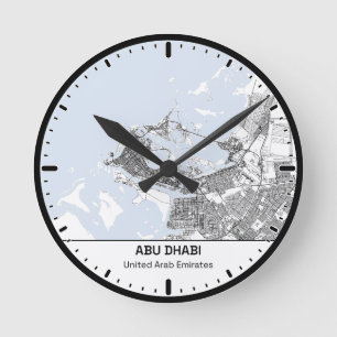 Abu Dhabi Uhrstadt Linienkunst Runde Wanduhr