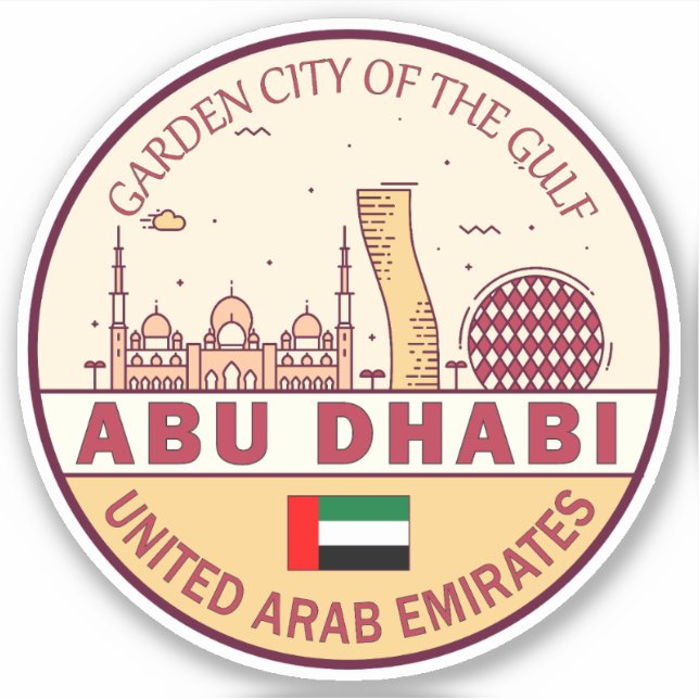 Abu Dhabi United Arab Emirates City Skyline Emblem Aufkleber (Vorderseite)