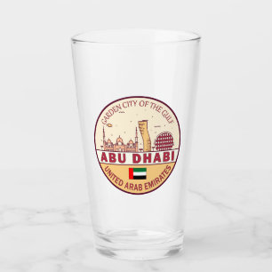 Abu Dhabi United Arab Emirates City Skyline Emblem Glas