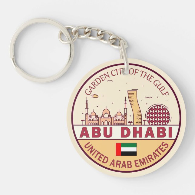 Abu Dhabi United Arab Emirates City Skyline Emblem Schlüsselanhänger (Vorderseite)