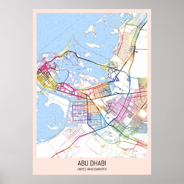 Abu Dhabi United Arab Emirates - Stadtplan Poster (Vorne)
