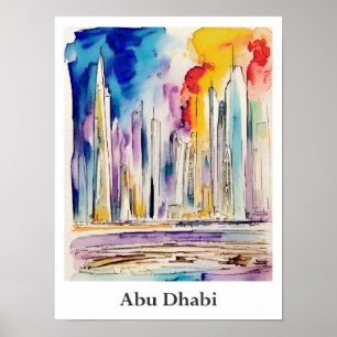 Abu Dhabi Vereinigte Arabische Emirate Aquarell Re Poster