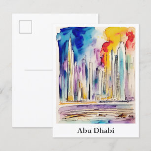 Abu Dhabi Vereinigte Arabische Emirate Aquarell Re Postkarte
