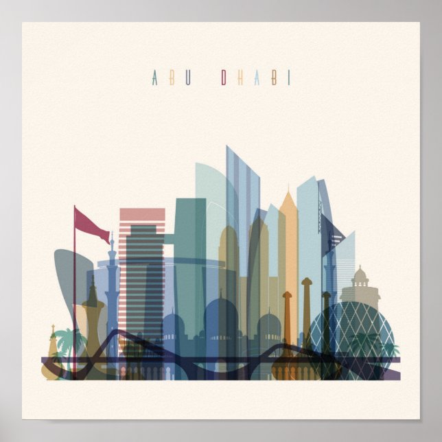 Abu Dhabi, Vereinigte Arabische Emirate | City Sky Poster (Vorne)