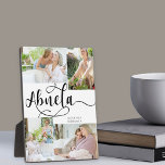 Abuela Calligraphy 4 Foto Tabletop Plaque Fotoplatte<br><div class="desc">Personalisiert 4 Foto Plakatgeschenk für Ihre Abuela,  die Sie mit Ihrer persönlichen Nachricht,  wie ich Liebe Sie und Ihren Namen personalisieren können. Die Fotovorlage zeigt Ihre Bilder in einem kleinen Foto mit 2x Landschaft und 2x Porträtbildern. Abuela wird in eleganter Wirbler Kalligraphie geschrieben.</div>