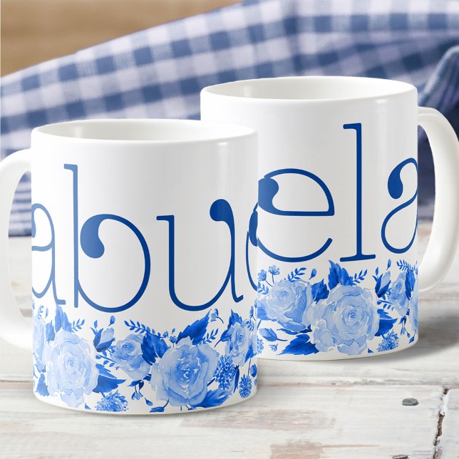 Abuela China Blue Watercolor Rose Kaffeetasse (Von Creator hochgeladen)