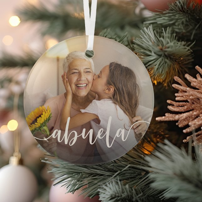 Abuela Oma Script Overlay Ornament Aus Glas (Von Creator hochgeladen)