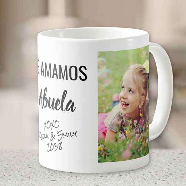 Abuela Te Amamos Personalisiertes Foto Kaffeetasse (Von Creator hochgeladen)