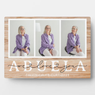 Abuela We Liebe You Heart Script 3 Foto Geschenk Fotoplatte