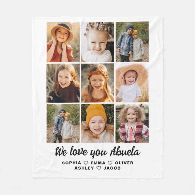 Abuela We Liebe you Hört Moderne FotoCollage Fleecedecke (Vorderseite)