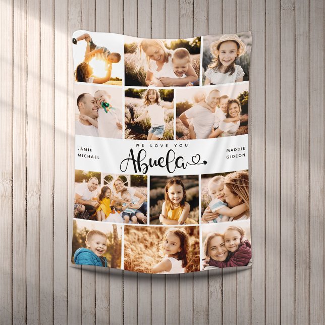 Abuela We Liebe you Hört Moderne FotoCollage Fleecedecke (Von Creator hochgeladen)