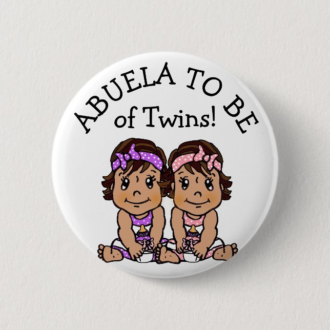 Abuela wird von Twins, Hispanic Baby Dusche Button (Vorderseite)
