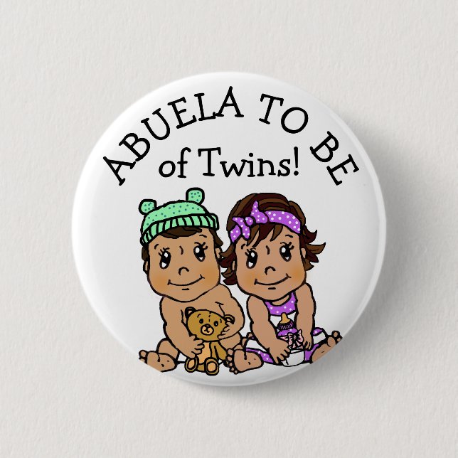Abuela wird von Twins, Hispanic Baby Dusche Button (Vorderseite)