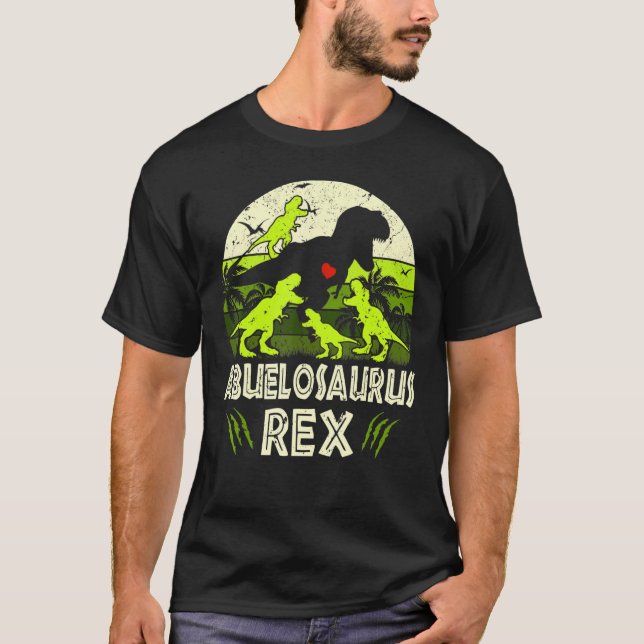 Abuelo Dinosaur T Rex Abuelosaurus 4 Kinder Famili T-Shirt (Vorderseite)