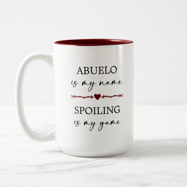 Abuelo ist mein Name Spoiling ist mein Spiel Foto  Zweifarbige Tasse (Links)