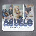 Abuelo Man Myth Legend 3 Foto Mouse Pad Mousepad<br><div class="desc">Niedliche Großvatermousepad mit 3 Fotos für die Familie,  die Sie durch Ihre eigene ersetzen können,  der Titel "abuelo",  ein personalisiertes Sprichwort,  das "der Mann,  der Mythos,  die Legende" und die Enkelnamen lautet.</div>