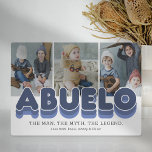 Abuelo Man Myth Legend Foto Fotoplatte<br><div class="desc">Niedliche Großvater-Foto-Plakette mit 3 Familienbildern,  die Sie durch Ihre eigenen ersetzen können,  den Titel "abuelo",  ein personalisiertes Sprichwort,  das "den Mann,  den Mythos,  die Legende" und die Enkel-Namen liest.</div>