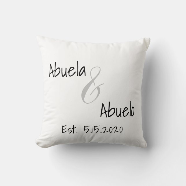 Abuelo und Abuelo etabliertes Datum Throw-Pillow Kissen (Vorderseite)