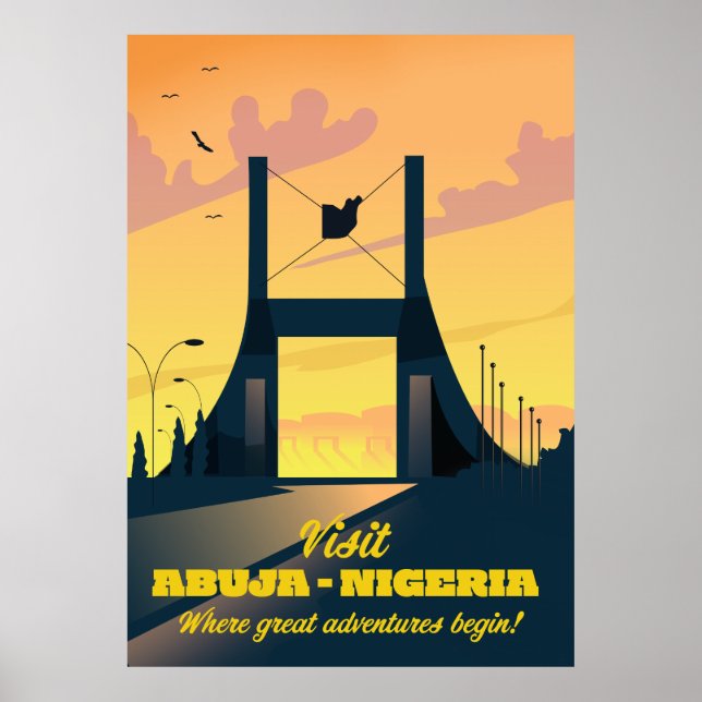 Abuja Nigeria City Gate Vintage Reiseplakat Poster (Vorne)