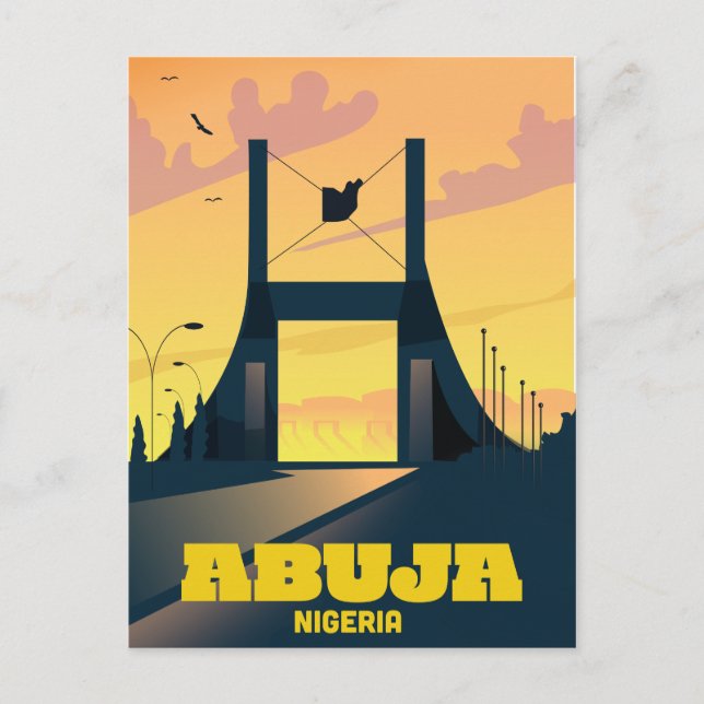 Abuja Nigeria City Gate Vintage Reiseplakat Postkarte (Vorderseite)