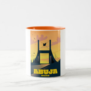 Abuja Nigeria City Gate Vintage Reiseplakat Zweifarbige Tasse