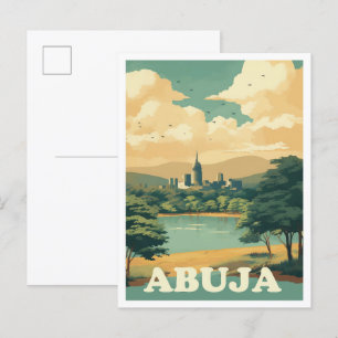 Abuja Nigeria Kunst Vintage Reiseillustration Postkarte