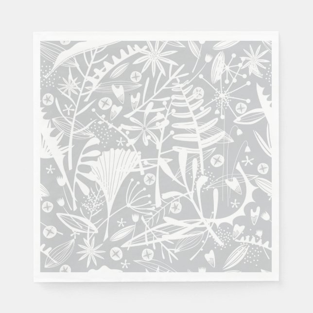 Abundance Botanical Silver Gray Napkin Serviette (Vorderseite)