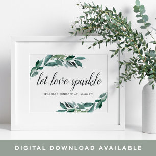 Abundant Foliage Wedding Sparker Sendoff Sign Poster