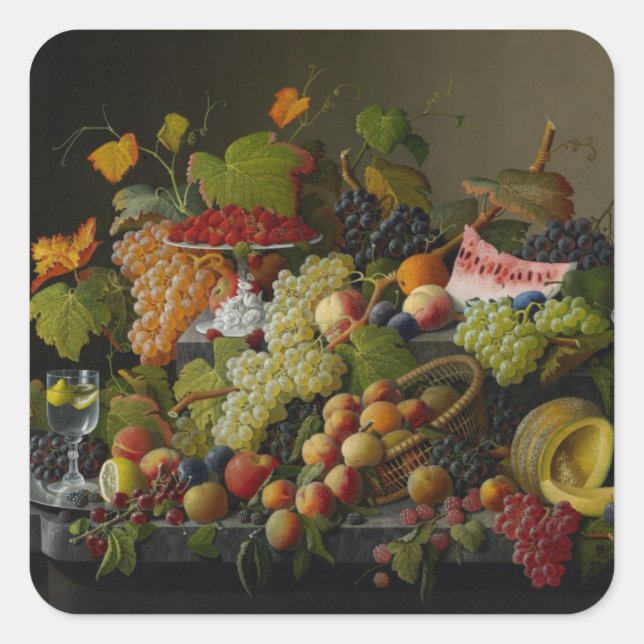 Abundant Fruit, 1858 (oil on canvas) Quadratischer Aufkleber (Vorderseite)