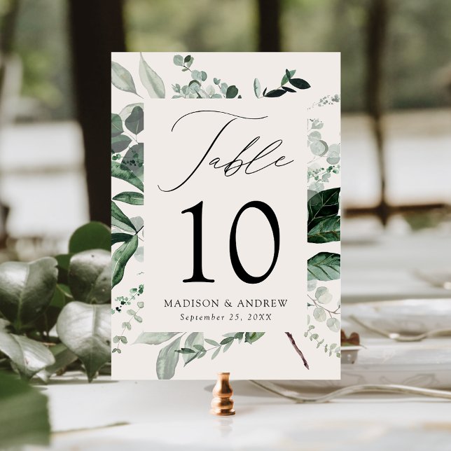 Abundant Greenery Cream Table Number Card (Von Creator hochgeladen)