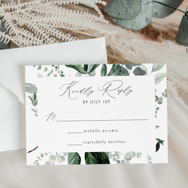 Abundant Greenery Wedding RSVP Karte (Von Creator hochgeladen)