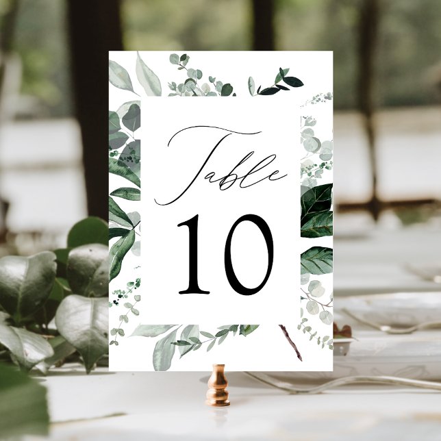 Abundant Greenery Wedding Table Number Card (Von Creator hochgeladen)