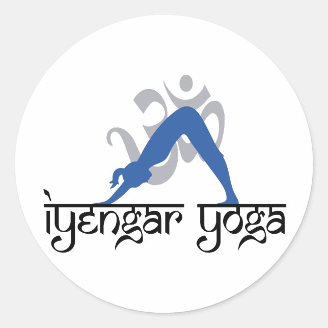 Abwärts gegenüber Hund Iyengar Yoga Runder Aufkleber (Vorderseite)