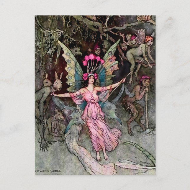 "Abwärts" von Warwick Goble Postkarte (Vorderseite)