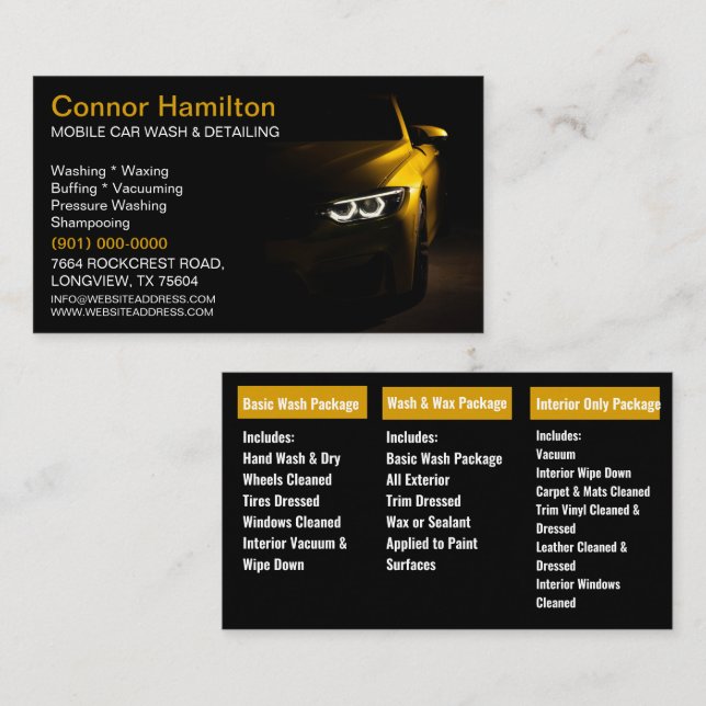 Abwasch von Kraftfahrzeugen - Druckabwaschen Visitenkarte (Vorne/Hinten)