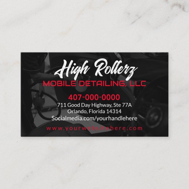 Abwasch von Kraftfahrzeugen - Druckabwaschung Visitenkarte (Vorderseite)