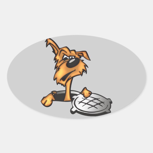 Abwasserhund Ovaler Aufkleber (Vorderseite)