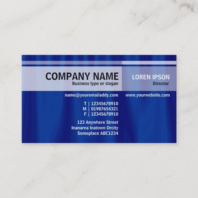 Abwechselnde Töne - blauer Vorhang Visitenkarte (Vorderseite)