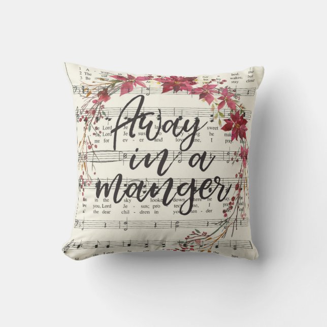 Abweg in einem Manger Vintag Hymne Weihnachtskranz Kissen (Vorderseite)