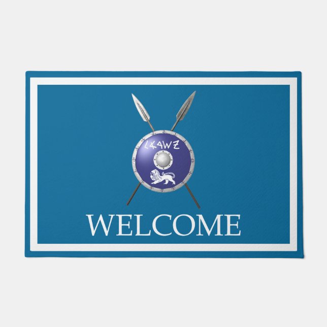 Abwehrschild und Sprecher - willkommen Fußmatte (Vorderseite)