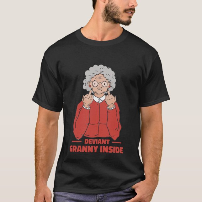 Abweichende Oma innerhalb Oma mit stinkendem Finge T-Shirt (Vorderseite)