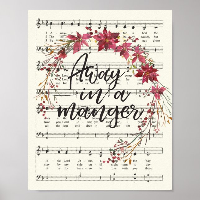 Abwesend in einem manger Christmas Hymne Poster (Vorne)