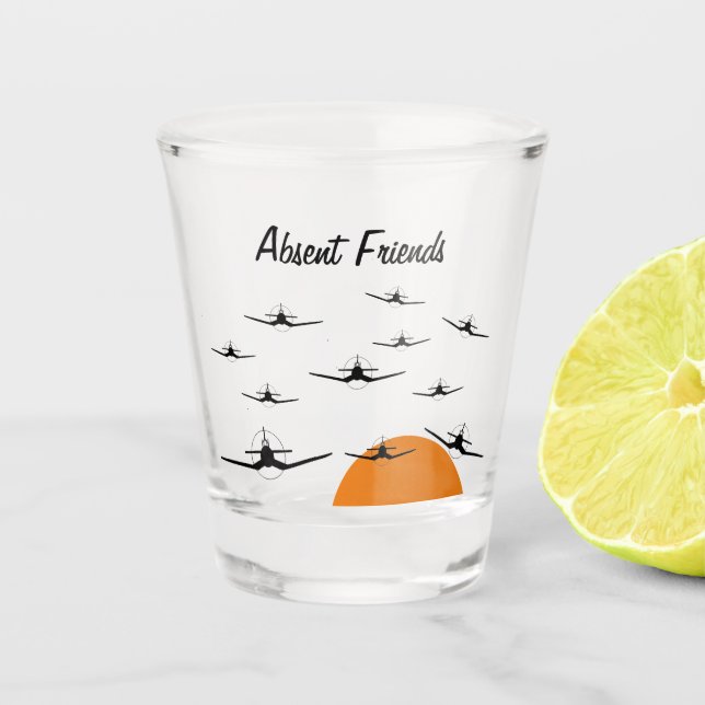 Abwesende Freunde F4U Corsair Schnapsglas (Vorderseite)