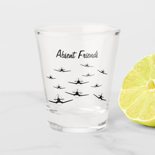Abwesende Freunde F4U Corsair Schnapsglas (Vorderseite)