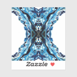 Abyss Abstract Navy Blue Gold White Fluid Art Aufkleber