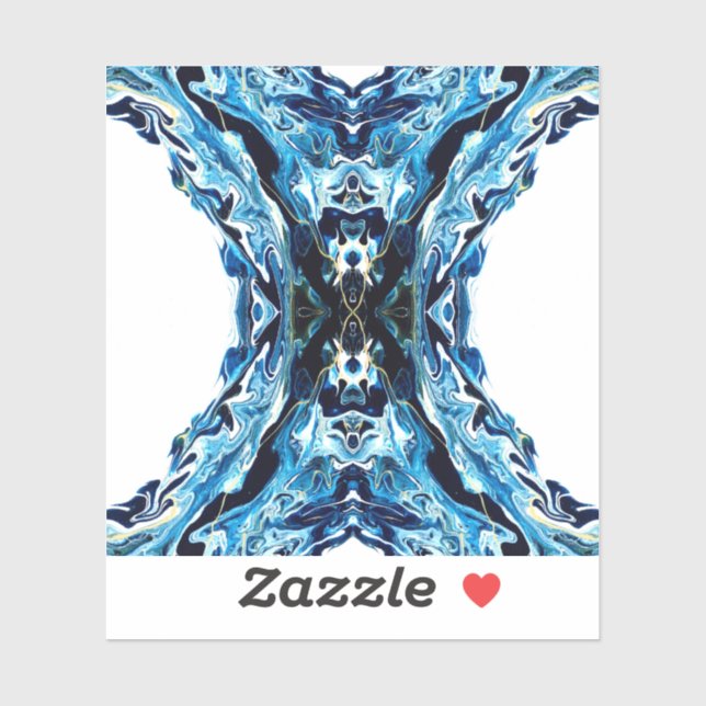 Abyss Abstract Navy Blue Gold White Fluid Art Aufkleber (Blatt)