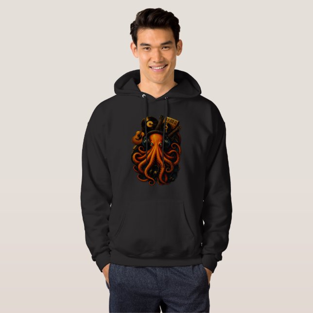 Abyss Kraken – Glowing Steampunk Octopus Hoodie (Vorne ganz)