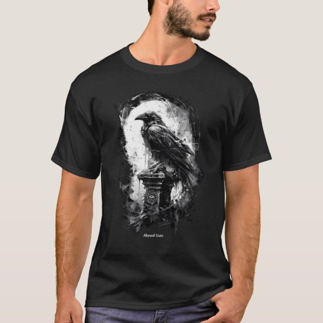 Abyssal Gaze Gothic Raven Heavy Metal T-Shirt (Vorderseite)