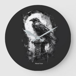 Abyssal Gaze Heavy Metal Raven Skull Große Wanduhr